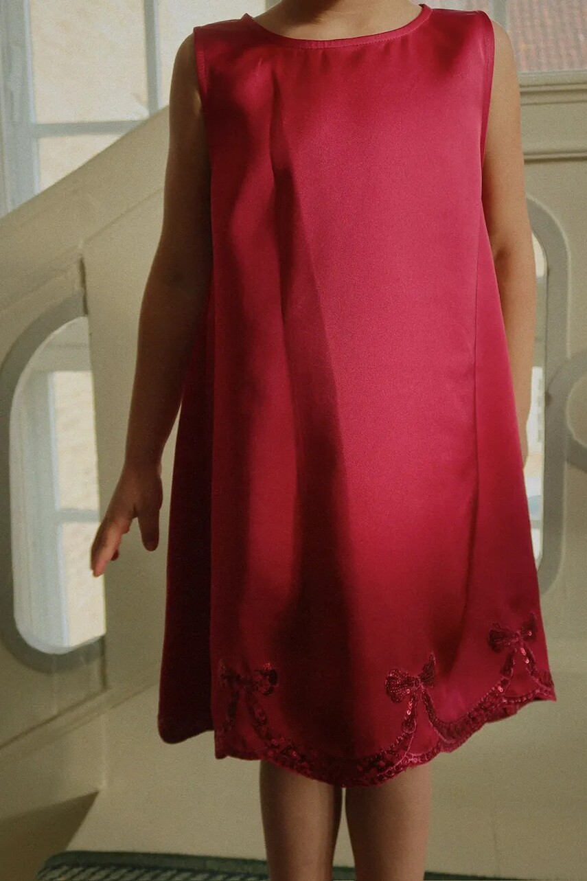 Dievčenské šaty Konges Sløjd BOWIE DRESS bordová farba, mini, áčkový strih, KS104241