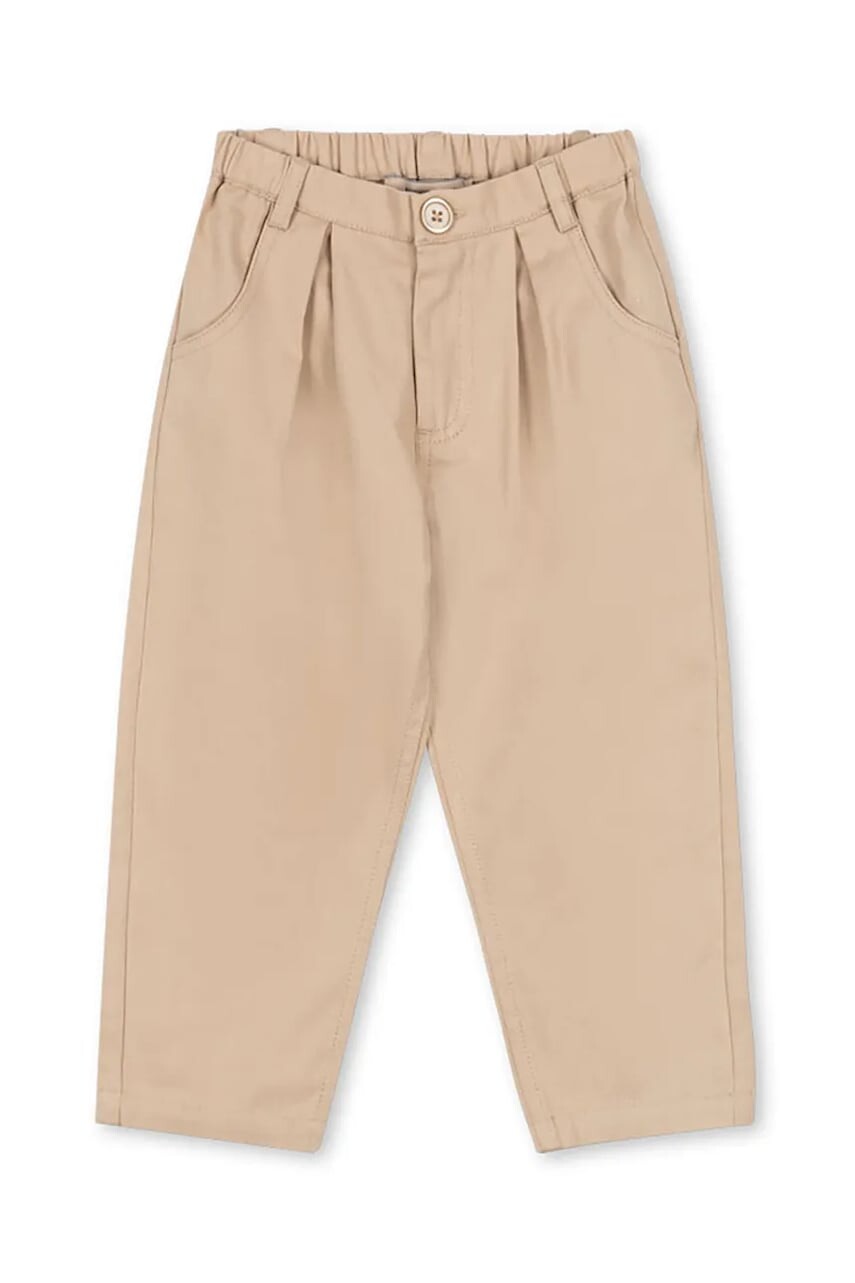 Detské bavlnené nohavice Konges Sløjd FRANKIE PANTS GOTS béžová farba, jednofarebná, KS104301