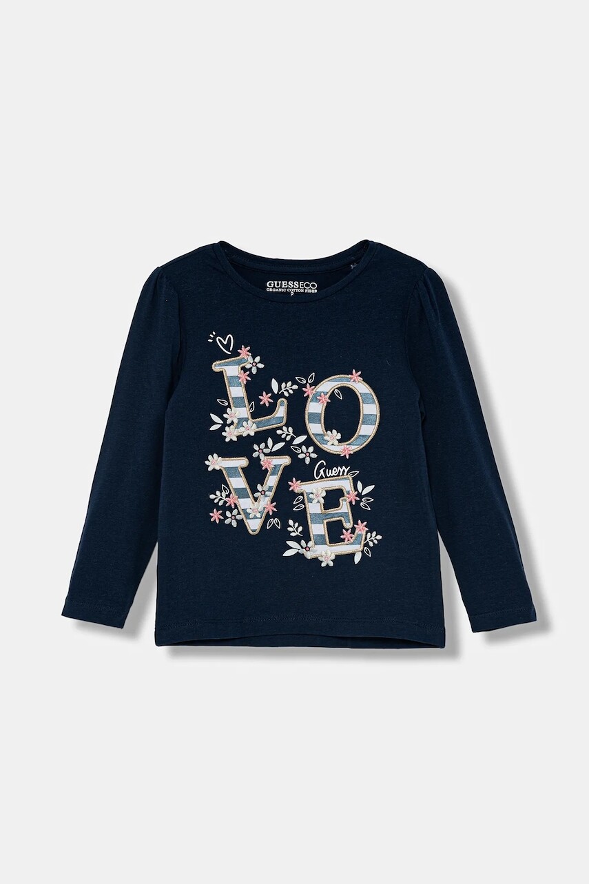 Detské tričko s dlhým rukávom Guess tmavomodrá farba, K5BI10 J1314