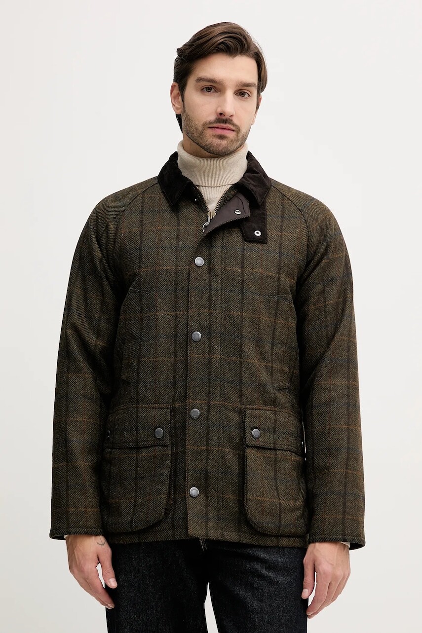 Vlnená bunda Barbour BEDALE hnedá farba, prechodná, MWO0288