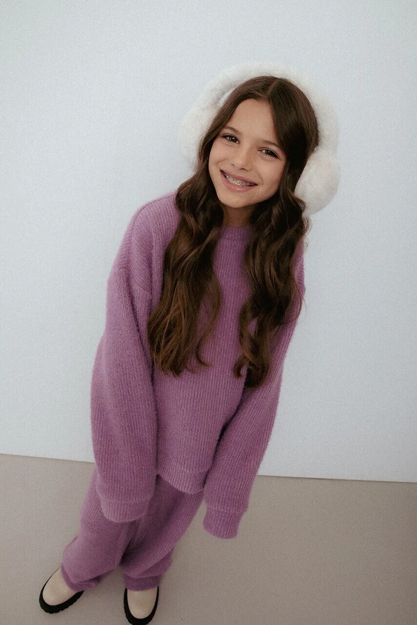 Detský sveter Coccodrillo ružová farba, WINTER COSY GRIL JUNIOR