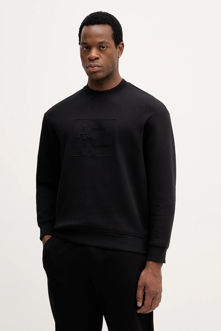 Mikina Armani Exchange čierna farba, jednofarebná, XM001371 AF13047
