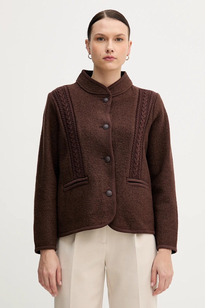 Vlnená bunda Hoss Intropia hnedá farba, prechodná, 5432678