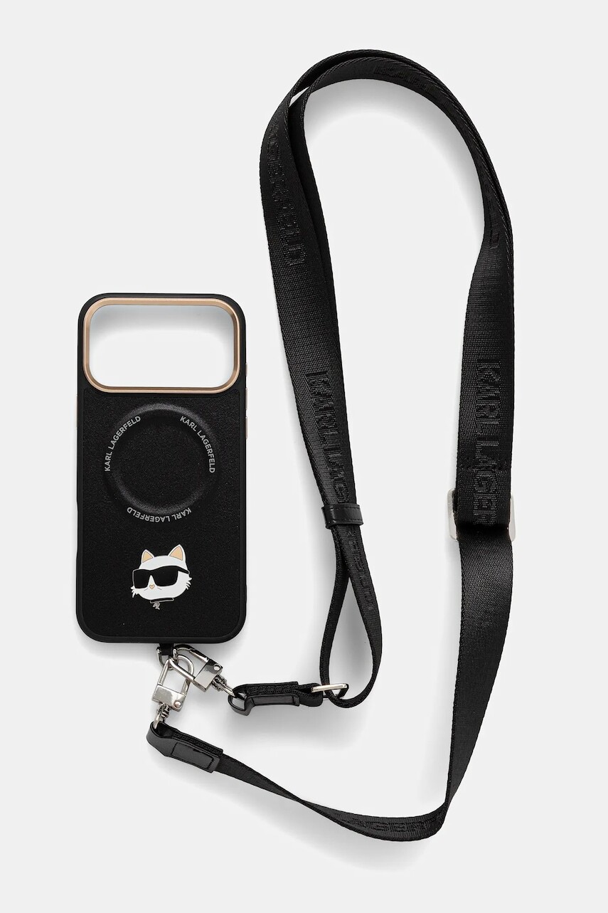 Puzdro na mobil Karl Lagerfeld iPhone 17 Pro Max čierna farba, KLHMP17XPCRLRCHK