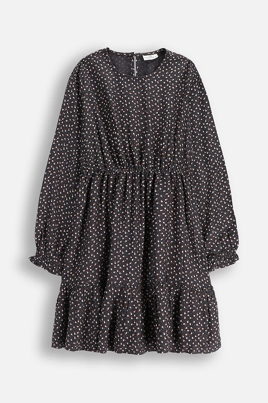 Detské viskózové šaty Coccodrillo šedá farba, mini, áčkový strih, WINTER COSY GRIL JUNIOR