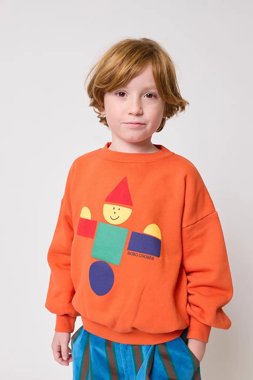 Detská bavlnená mikina Bobo Choses Wooden Toy oranžová farba, s potlačou, 225FC004