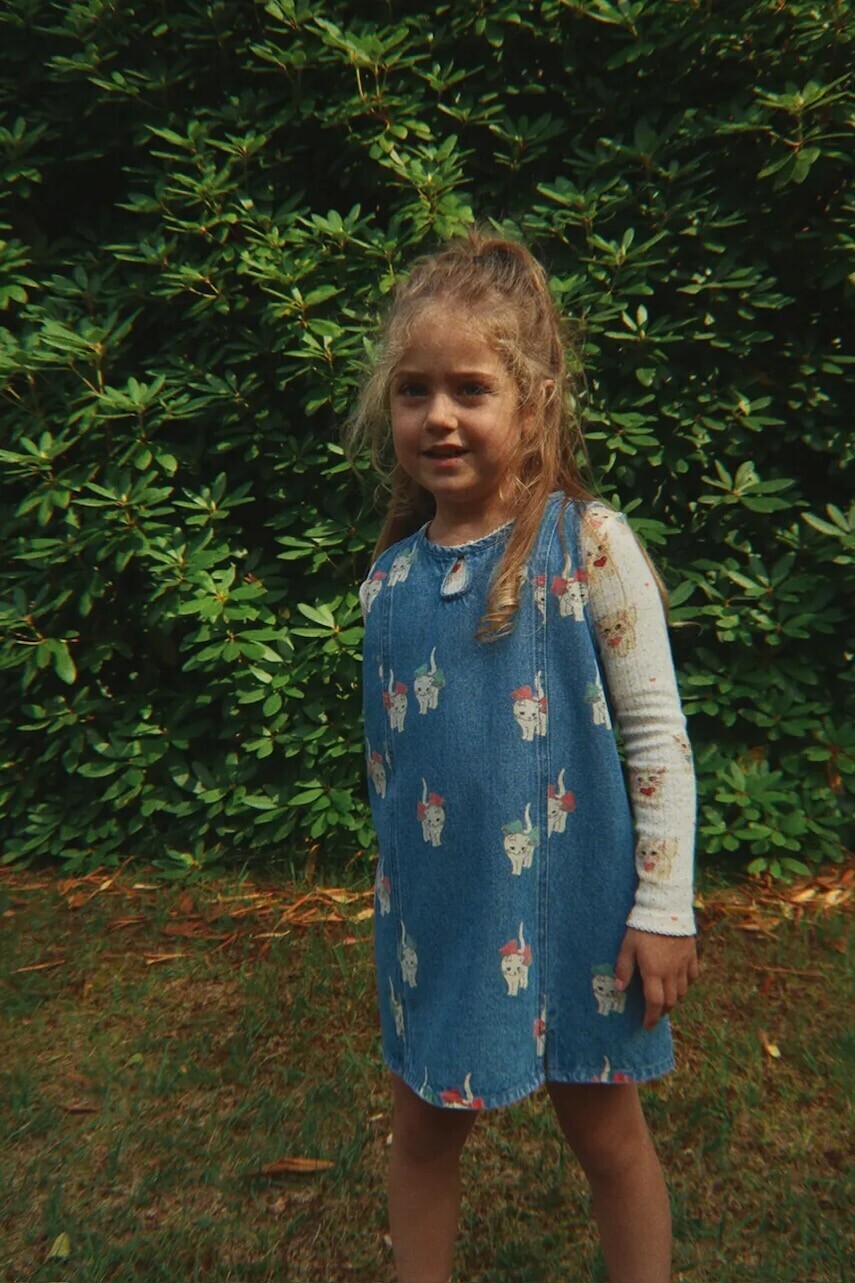 Dievčenské bavlnené šaty Konges Sløjd MAGOT DRESS GOTS modrá farba, mini, rovný strih, KS105175