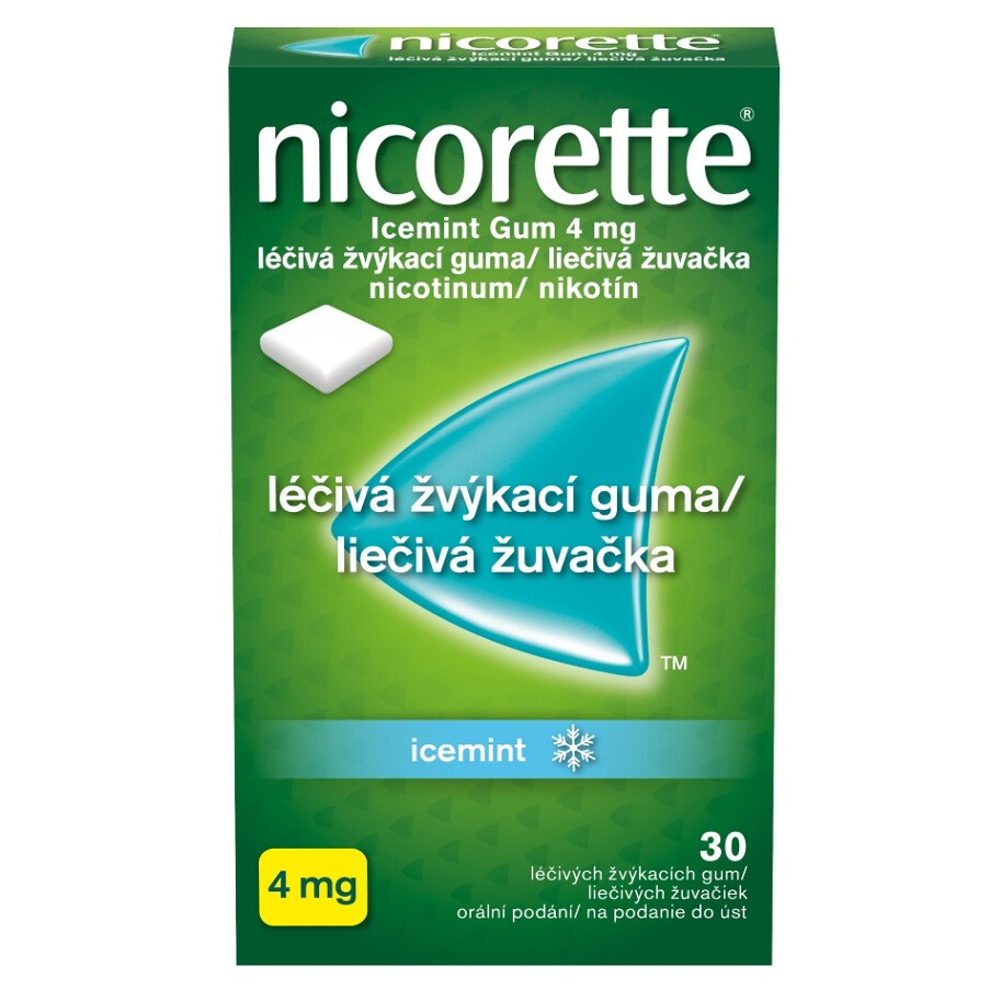 NICORETTE Icemint Gum 4 mg liečivé žuvačky 30 ks