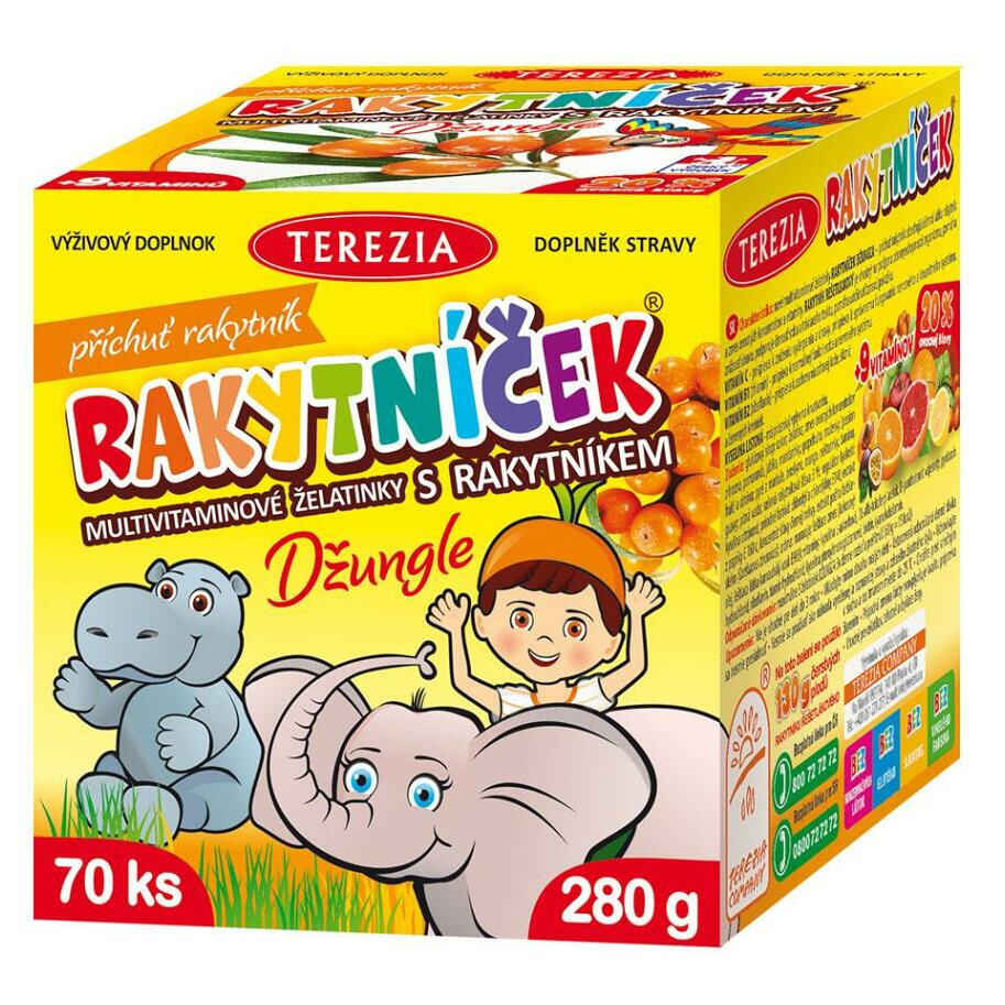 TEREZIA Rakytníček multivitamínové želatínky s rakytníkom Džungľa 70 ks