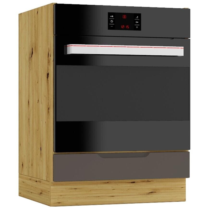 Kuchynská skrinka Cosmo Isabel Dk60 Čierny hrášok/Dub Artisan