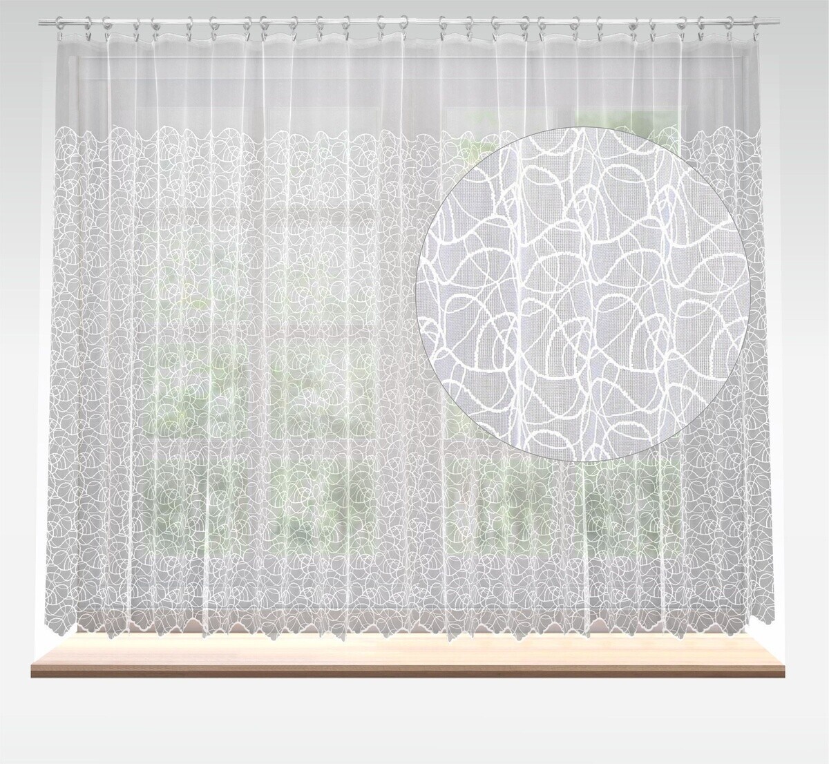 Záclona markizeta, Ola metráž, biela 100 cm