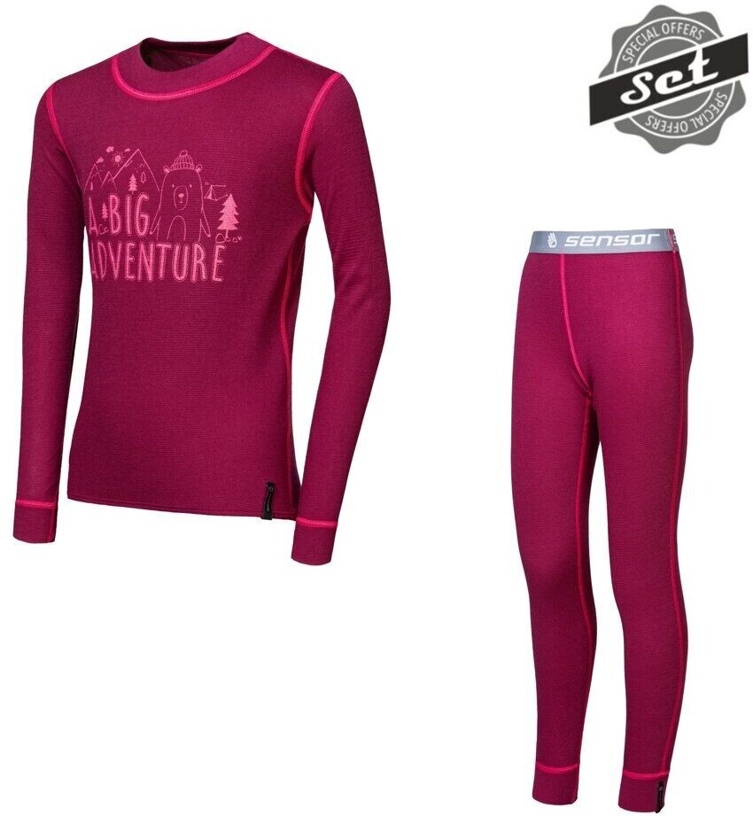 SENSOR DOUBLE FACE SET ADVENTURE detský tričko dl.rukáv + spodky lilla Veľkosť: 90