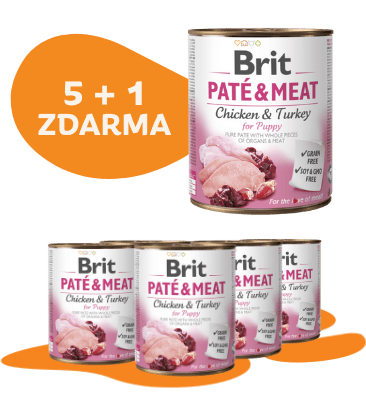 5 + 1 ZDARMA Brit Paté Meat for Puppy 800g