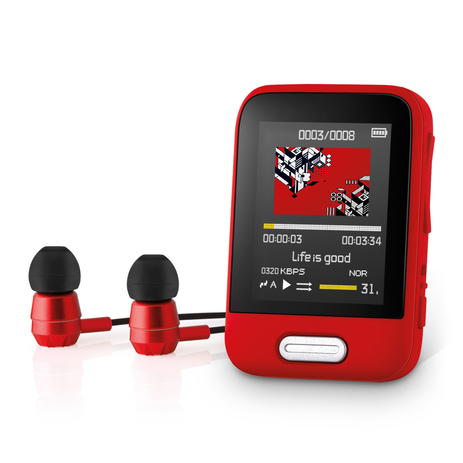 Sencor SFP 7716 RD MP3/MP4 prehrávač 16 GB s Bluetooth 16 GB vnútorná pamäť, Bluetooth 4.1, 1,8