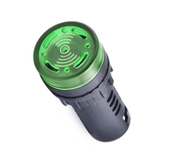 Signálne LED svetlo a bzučiak AC/DC 12V - Zelené