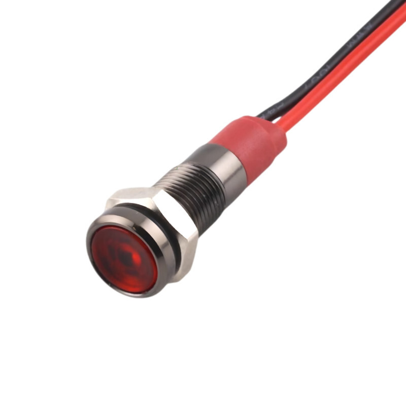 LED kontrolka kovová, pre priemer otvoru 6mm, čierna, Červená 3-6 V DC