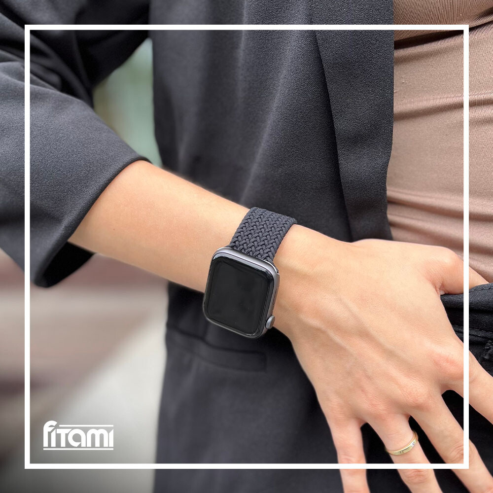 Marvelli - Pletený navliekací remienok pre Apple Watch - Čierny Veľkosť: 42/44/45/46/49mm, Obvod: M (stredný obvod zápästia), Farba: Čierna