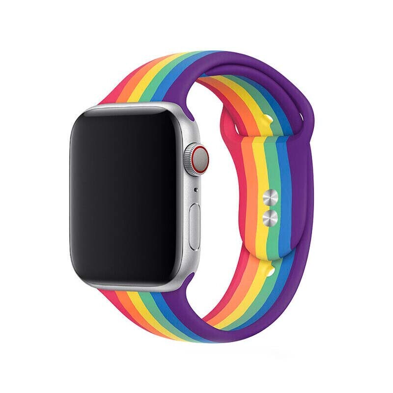 Marvelli - Jednofarebný remienok na Apple Watch - Dúhový Veľkosť: 38/40/41/42mm, Obvod: M-L (stredný až väčší obvod zápästia), Farba: Rainbow black