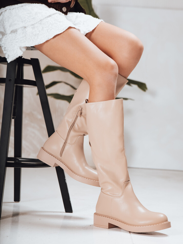 Béžové čižmy bez podpätku