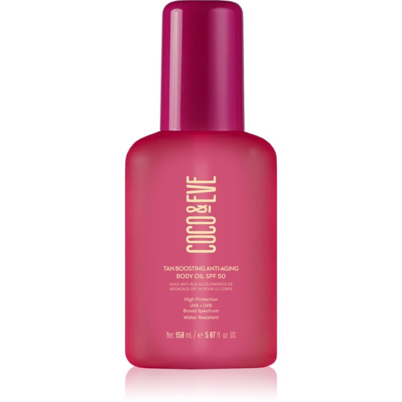 Coco & Eve Sunny Honey Tan Boosting Anti-Aging Body Oil SPF 50 ochranný olej urýchľujúci opálenie proti starnutiu pokožky SPF 50 150 ml