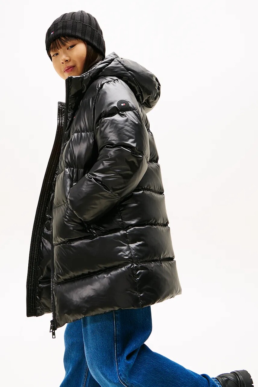 Detská bunda Tommy Hilfiger čierna farba, KG0KG08761