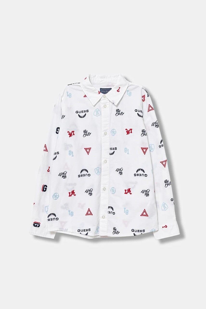Detská bavlnená košeľa Guess biela farba, N5BH00 W9CL1