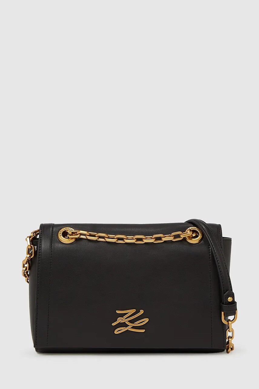 Kožená kabelka Karl Lagerfeld K/AUTOGRAPH čierna farba, A4W30084