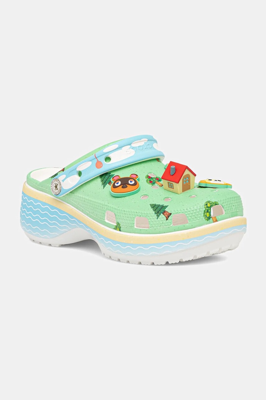 Šľapky Crocs Animal Crossing Platform Clog zelená farba, na platforme, 210101