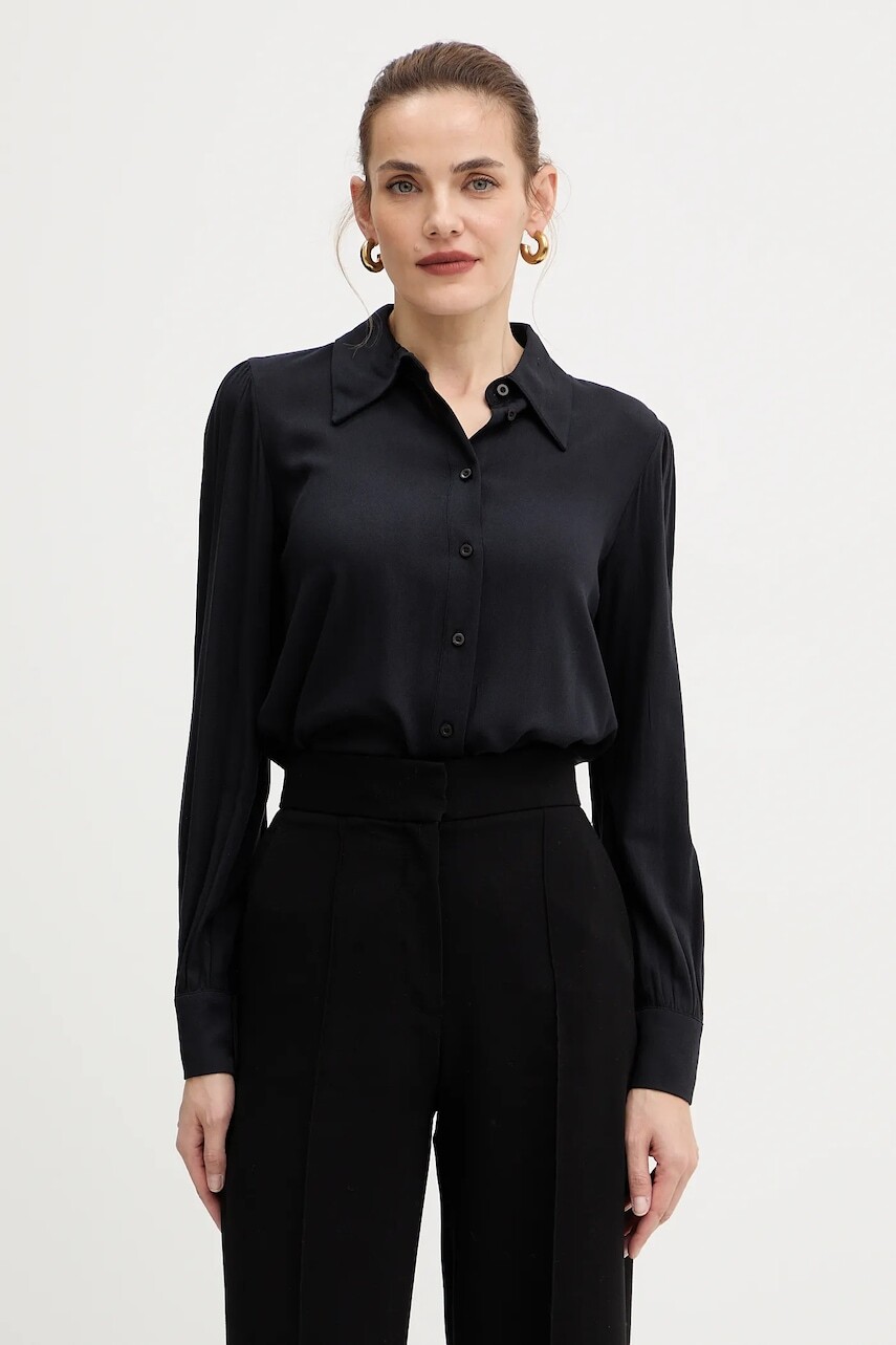 Košeľa Silvian Heach BEKUY čierna farba, regular, s klasickým golierom, GPA25005CA