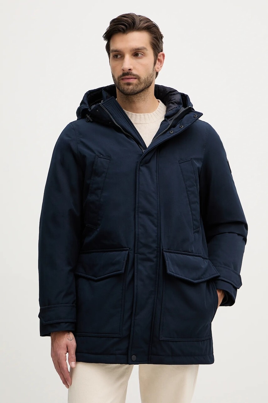 Páperová bunda Tommy Hilfiger tmavomodrá farba, zimná, MW0MW40632