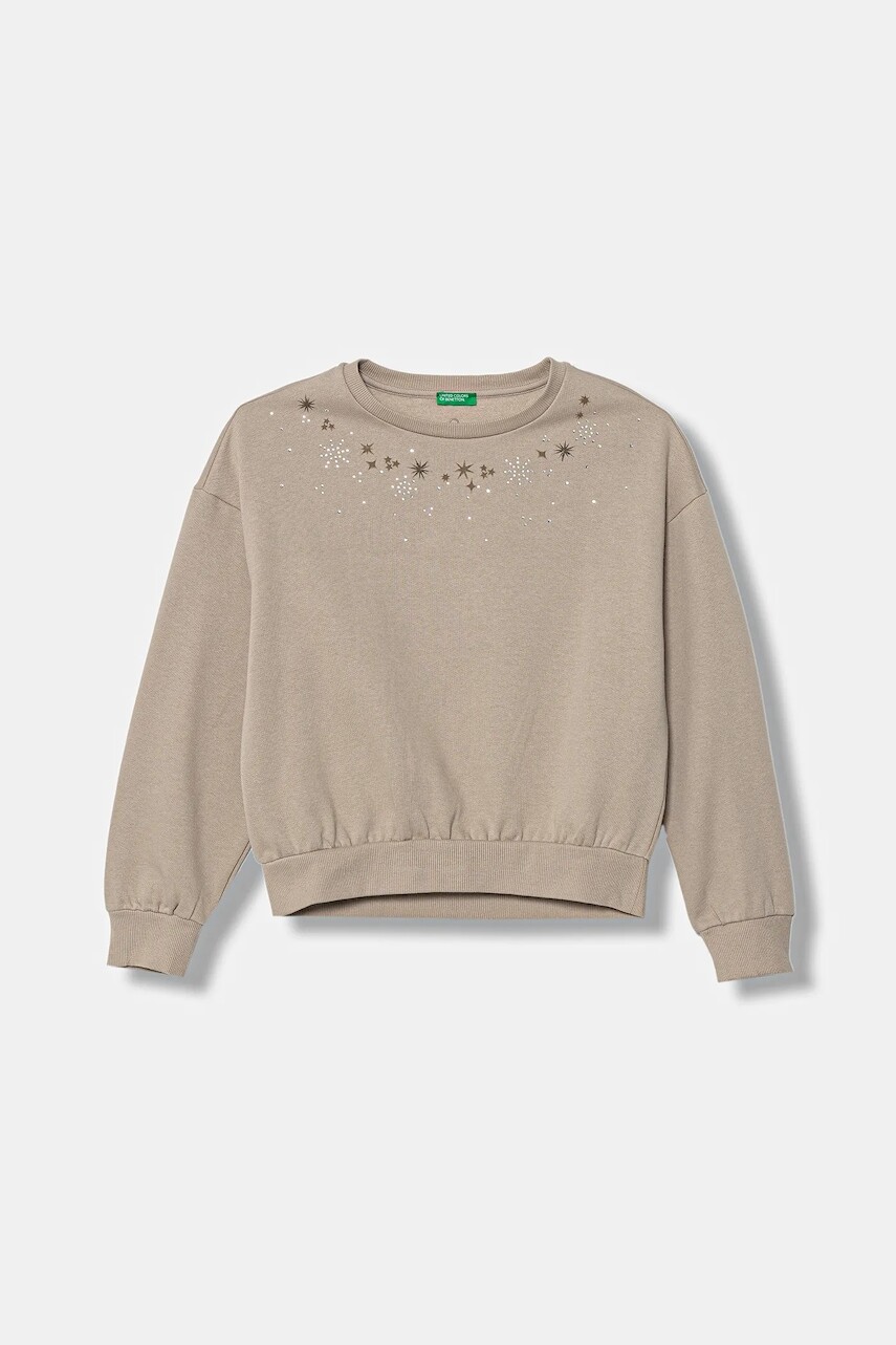 Detská mikina United Colors of Benetton béžová farba, s potlačou, 3J73C10RA