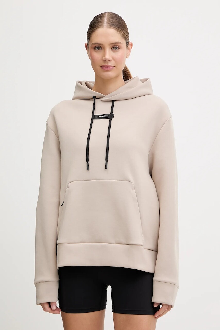 Tréningová mikina ON Focus Tech béžová farba, s kapucňou, jednofarebná, 1WF30360603