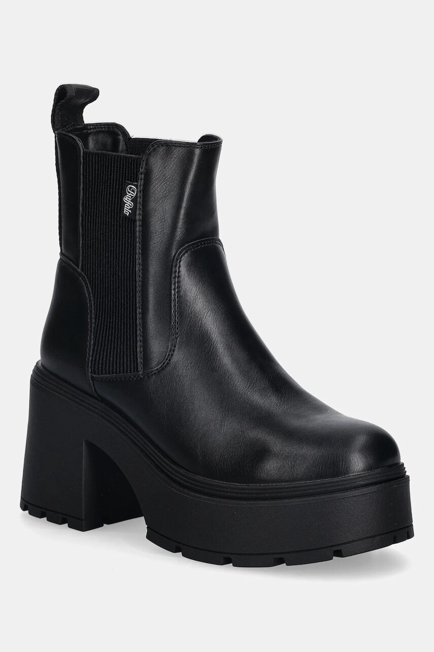 Topánky chelsea Buffalo Mila Chelsea čierna farba, na podpätku, 1220083-BLK