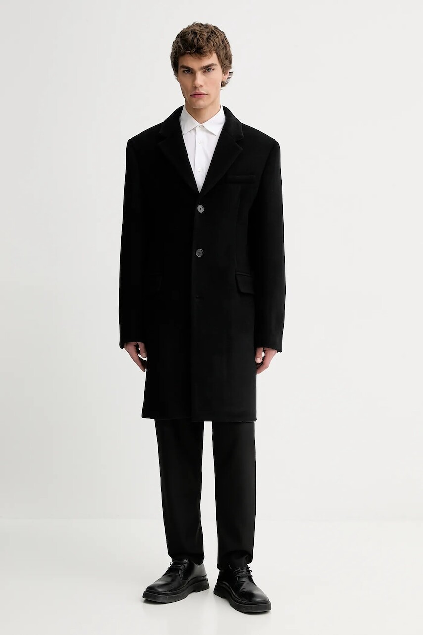 Kabát s prímesou vlny Filippa K čierna farba, 31659