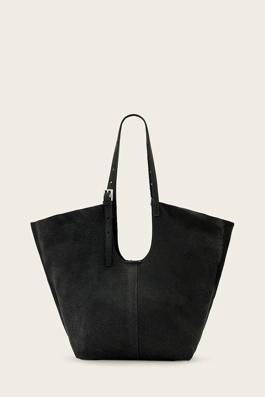 Kožená kabelka AllSaints ARA šedá farba, W285XD