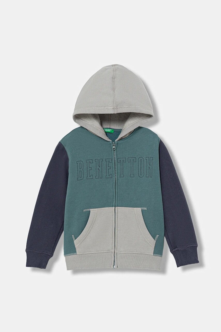 Detská mikina United Colors of Benetton viac farieb, s kapucňou, s potlačou, 3EB5C505L