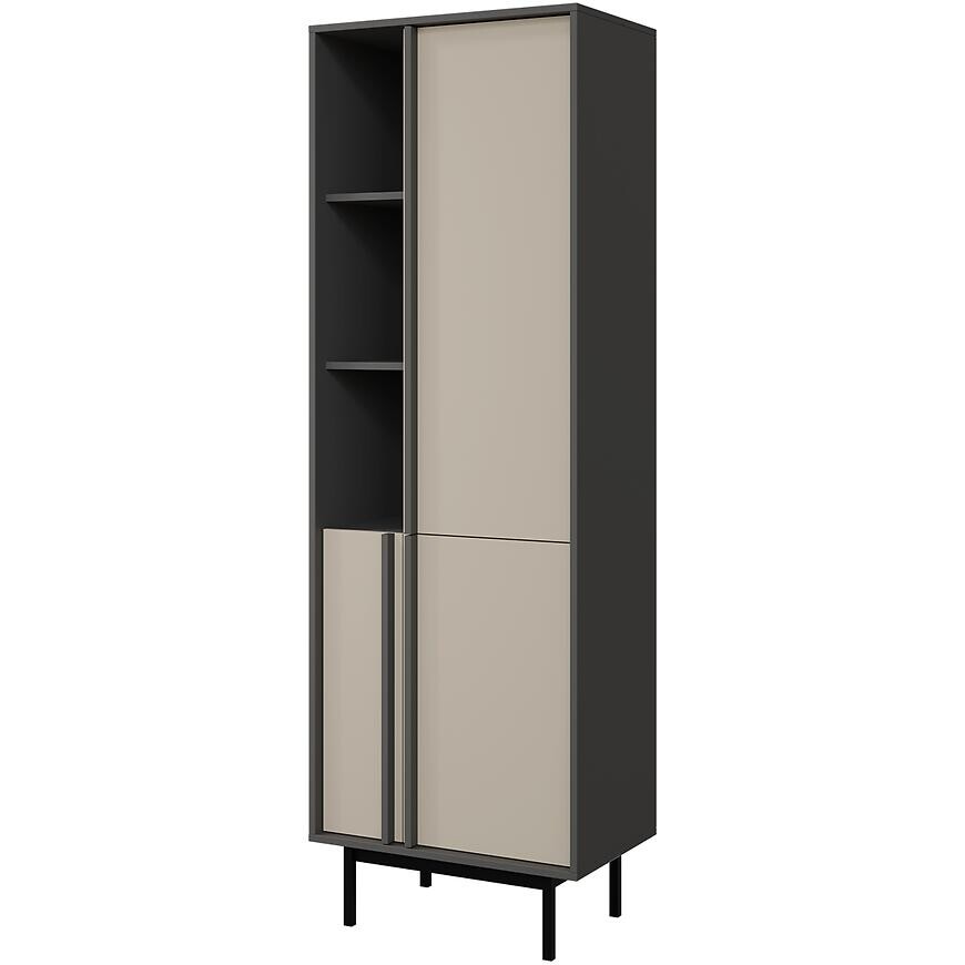 Vitrína Alsy 3 Svetlobéžová/Antracit