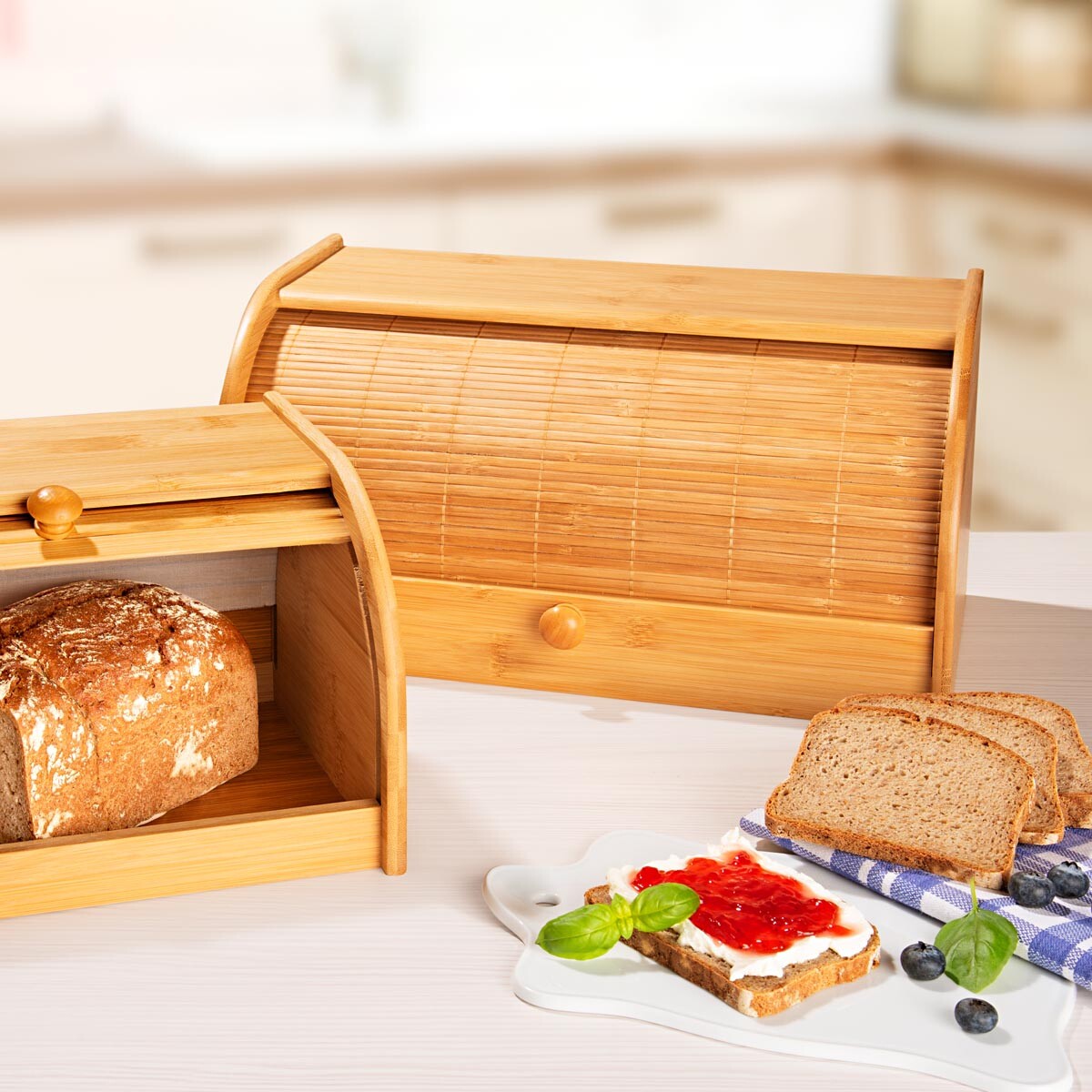 Bambusový chlebník s rolovacím vekom, veľký
