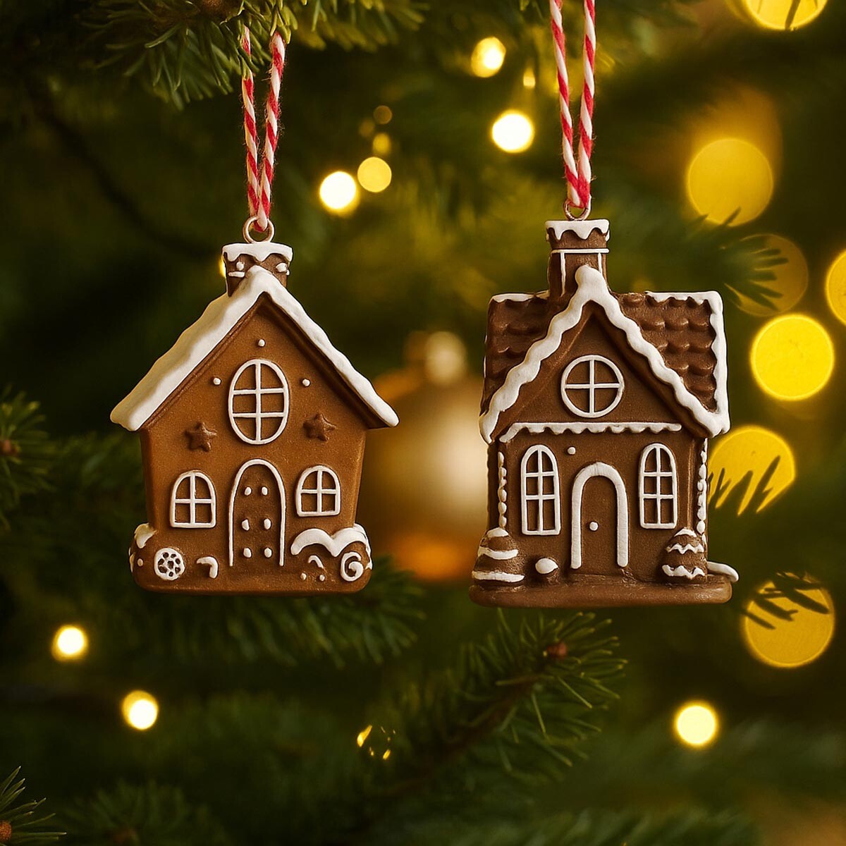 Ozdoby na stromček Perníkové domčeky, sada 2 ks