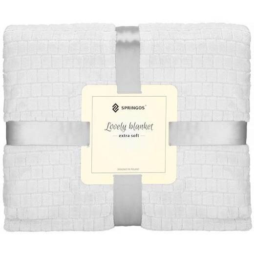 Obojstranná plyšová deka 170x210cm - squares - svetlosivá