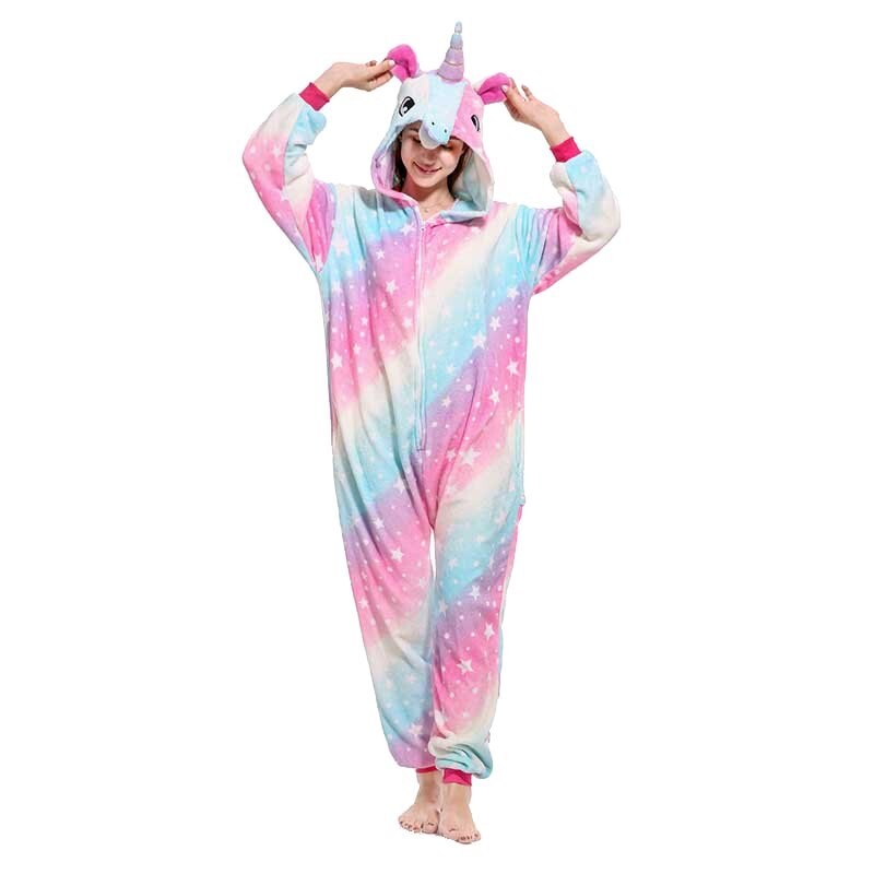 Plyšový overal Kigurumi - vzor jednorožec - veľkosť S - 155cm