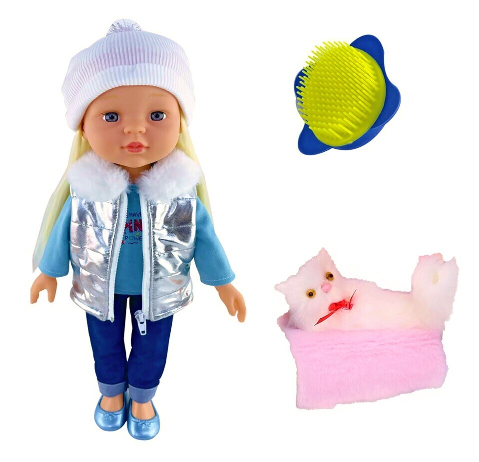 Bábika s mačkou Fashion Girl 43cm