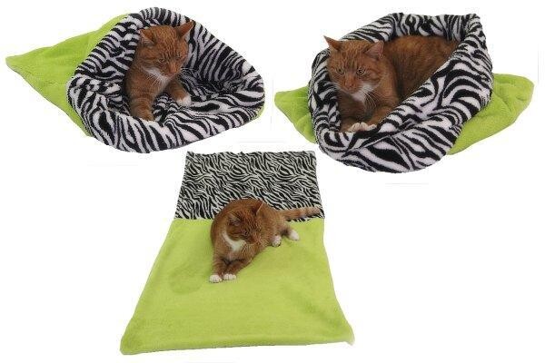 Marysa pelíšek 3v1 pro kočky, světle zelený/zebra XL