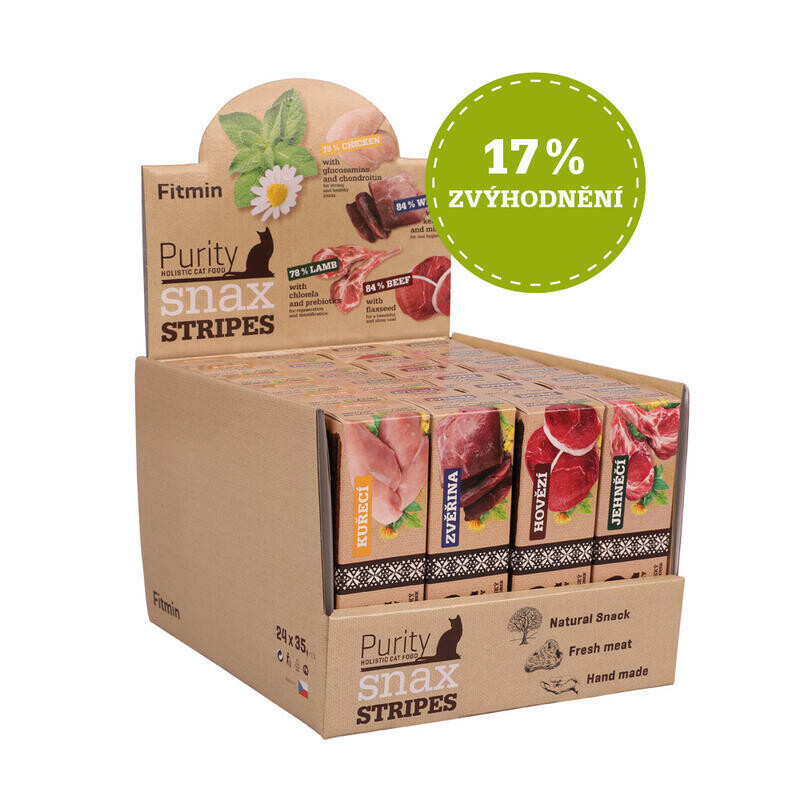 Fitmin cat Purity Snax STRIPES box 4 příchutě CZ/SK 24x35 g