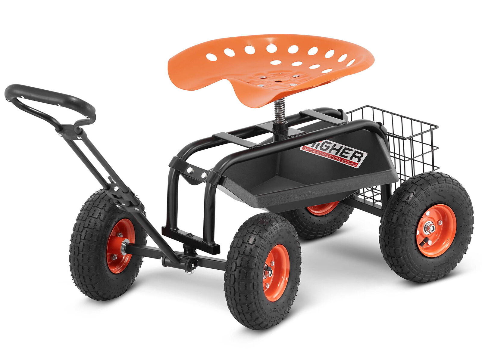 Záhradný vozík so sedačkou