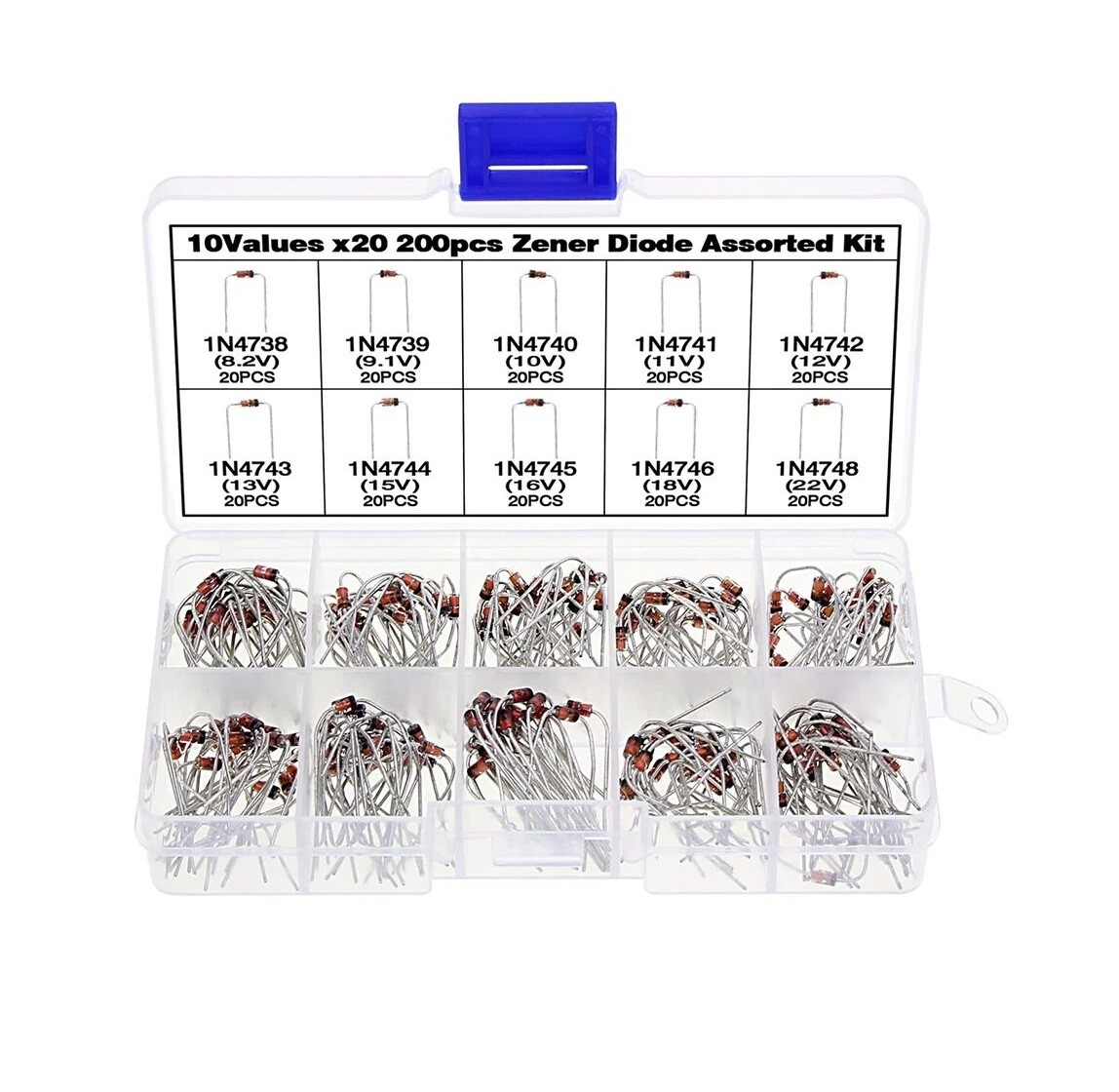 Sada Zenerových diód 1W 1N4738-1N4748 - 200 kusov