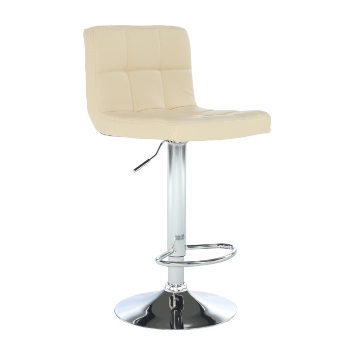 Barová stolička KANDY NEW — ekokoža béžová/chróm