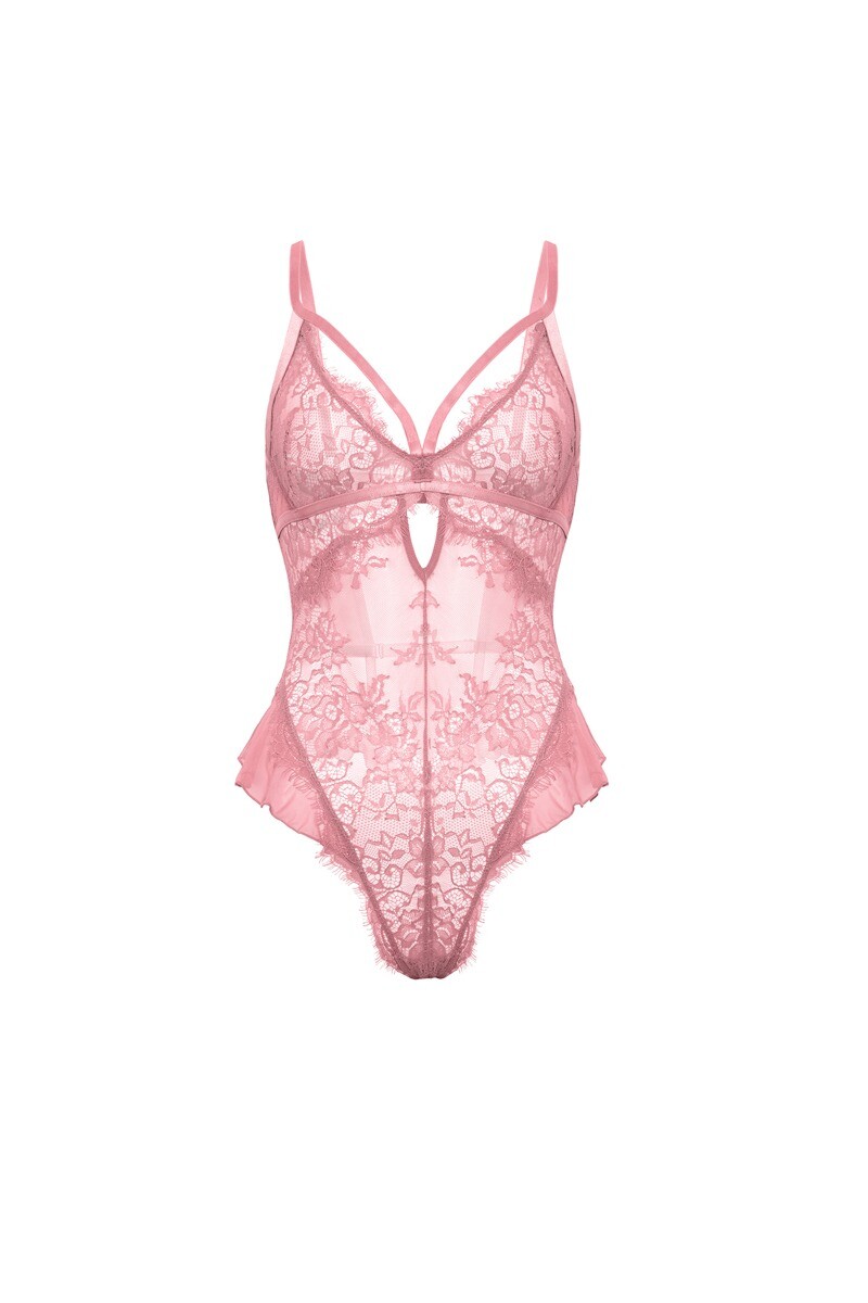 Ružové čipkované body Flora