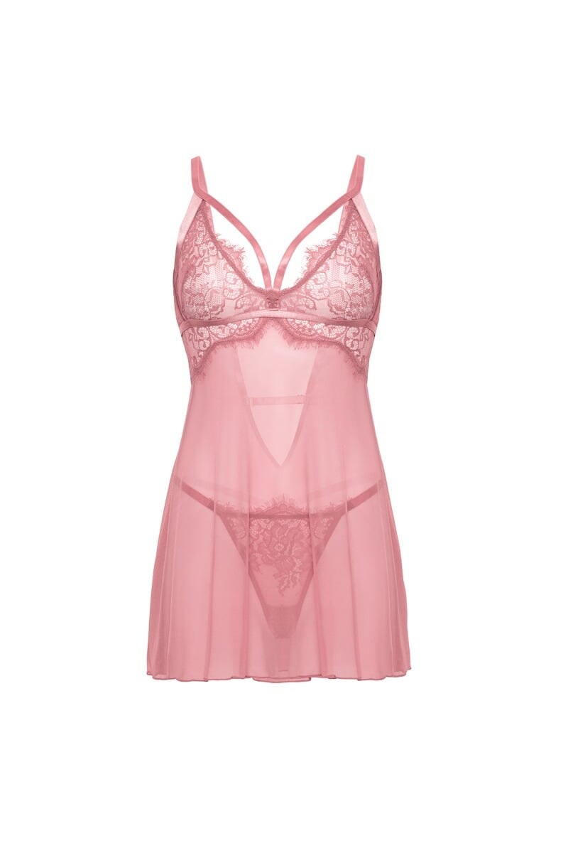 Ružová košieľka s čipkou Flora