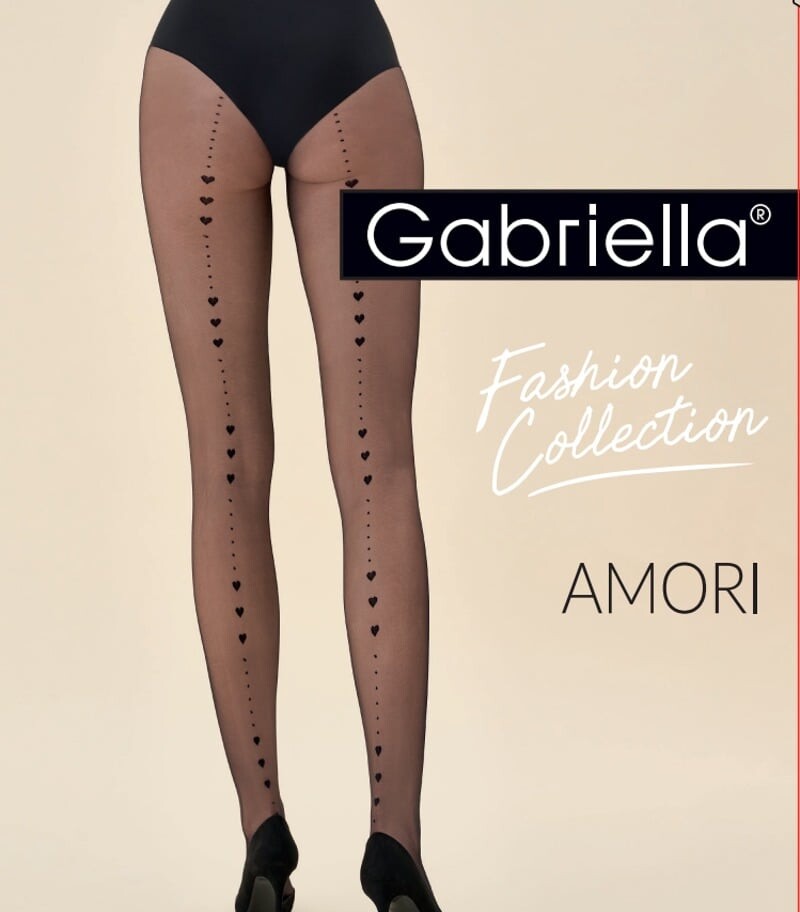 Čierne pančuchy so srdiečkami Amori 20 den